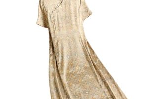 Achat  Robe en soie de mûrier à col rond pour femme -  Pas cher