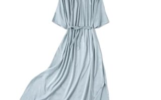 Achat  ERFMFKL Robe en soie à col rond pour femme -  Pas cher